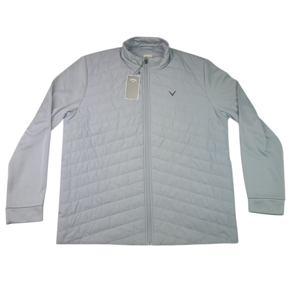 Callaway Golf Men Full Zip Quilted Puffer Jacket Tradewinds Platinum Gray‎ Sz L
